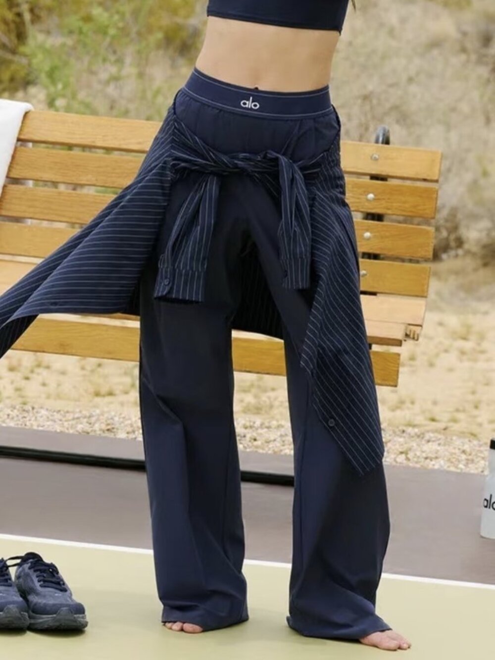 Alo Yoga Navy Blue Casual Pants💙Athleisure Office Travel Daily🥟Regular